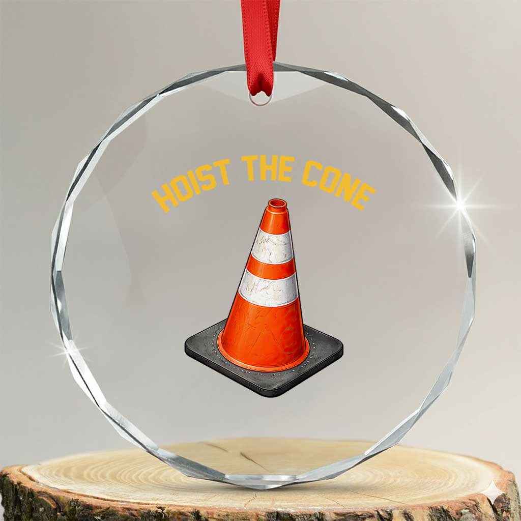 Vintage Hoist The Cone Victory Graphic Crystal Glass Ornament Funny Baseball Fan Pride Celebration IYKYK Meme TS02 Transparent Glass 3'' Circle Print Your Wear