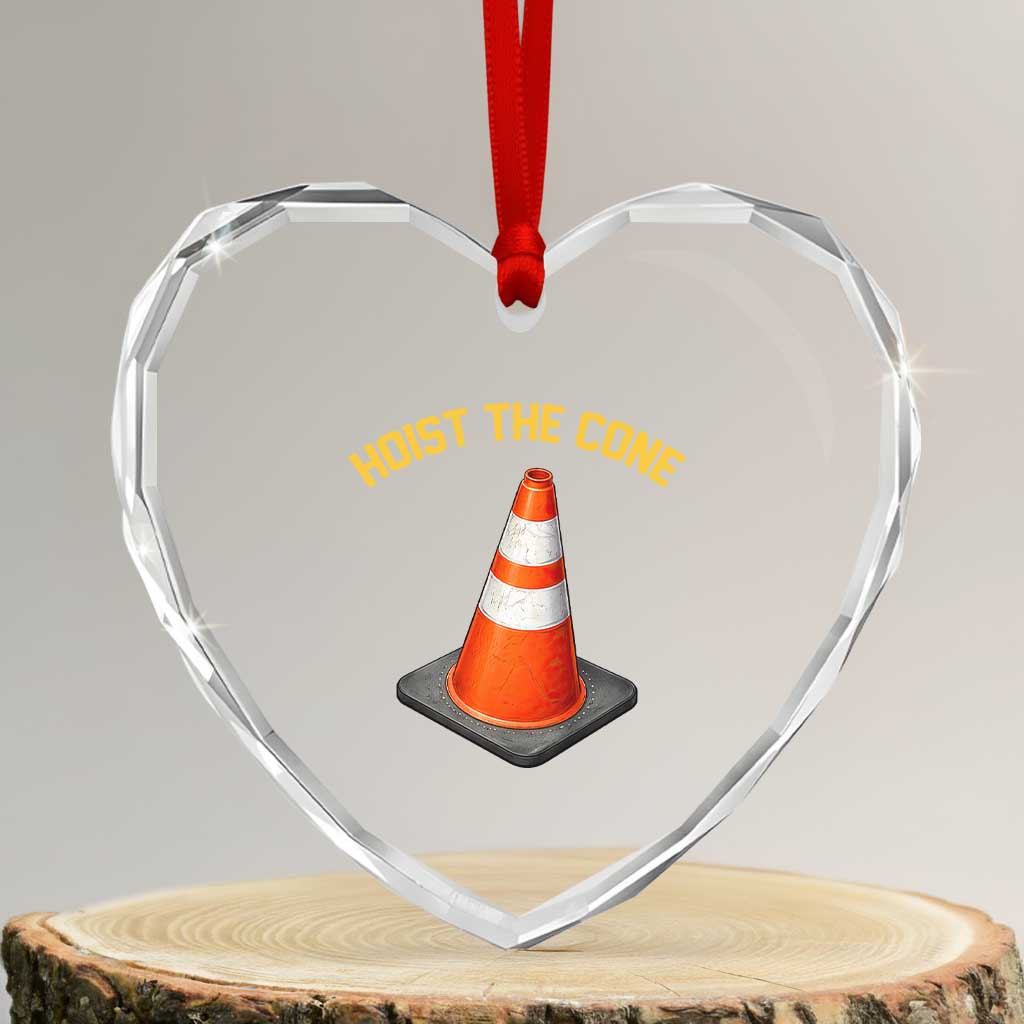 Vintage Hoist The Cone Victory Graphic Heart Crystal Glass Ornament Funny Baseball Fan Pride Celebration IYKYK Meme TS02 Transparent Glass 3'' Heart Print Your Wear
