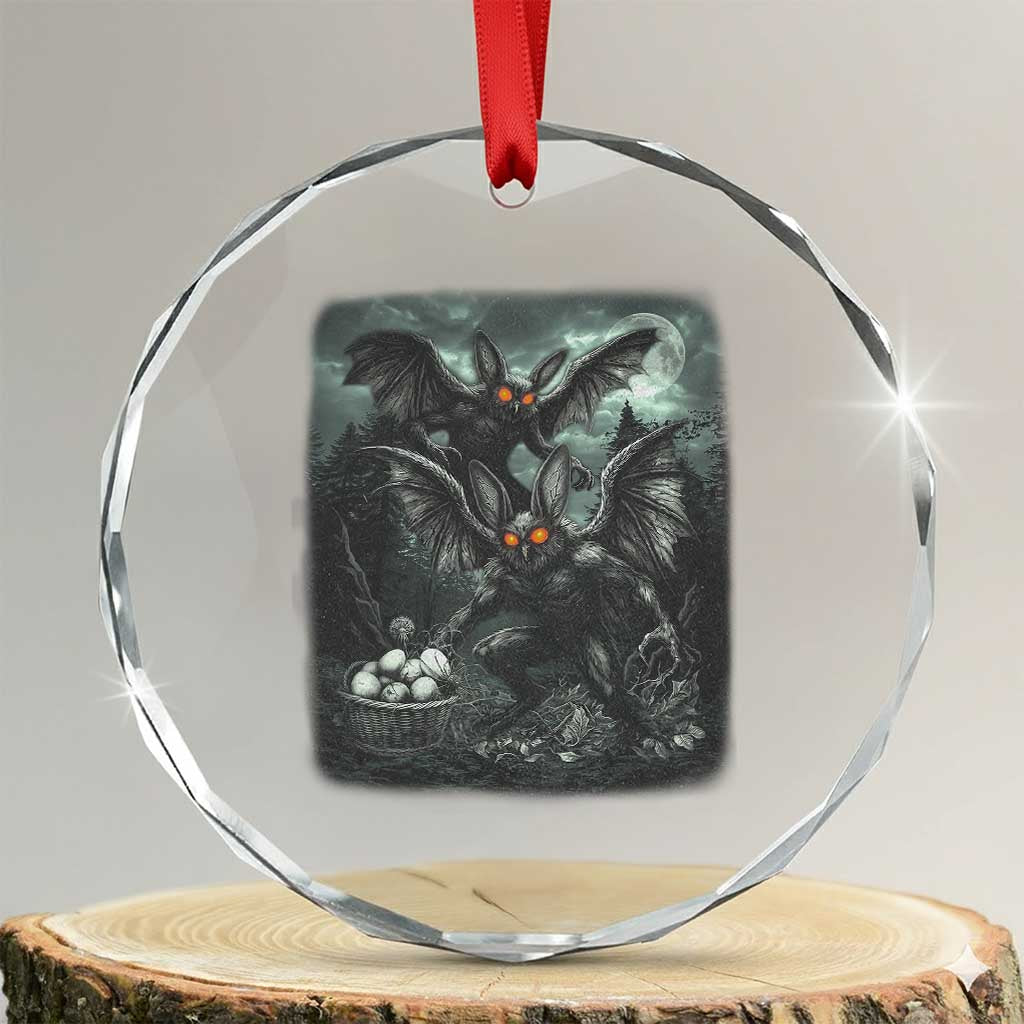 Vintage Horror Mothman Easter Crystal Glass Ornament Folklore Monster Lover Gift TS12 Transparent Glass 3'' Circle Print Your Wear