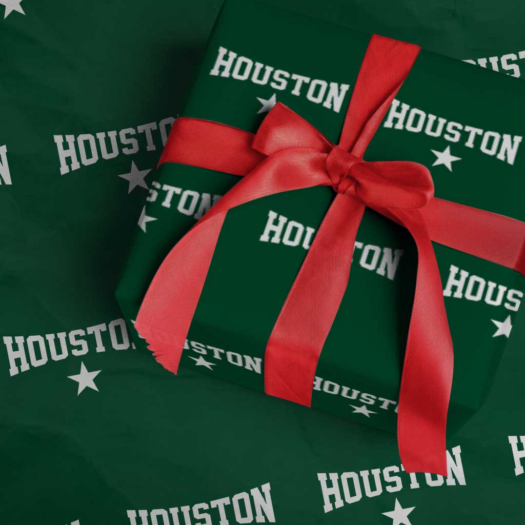 Vintage Houston Wrapping Paper Roll Retro Texas Throwback Athletic Sports Style 80s 90s TS10 Green Print Your Wear