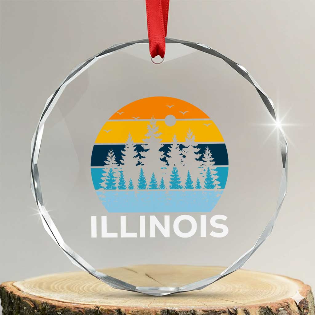 Vintage Illinois Mountain Forest Crystal Glass Ornament Nature Adventure Gift TS12 Transparent Glass 3'' Circle Print Your Wear