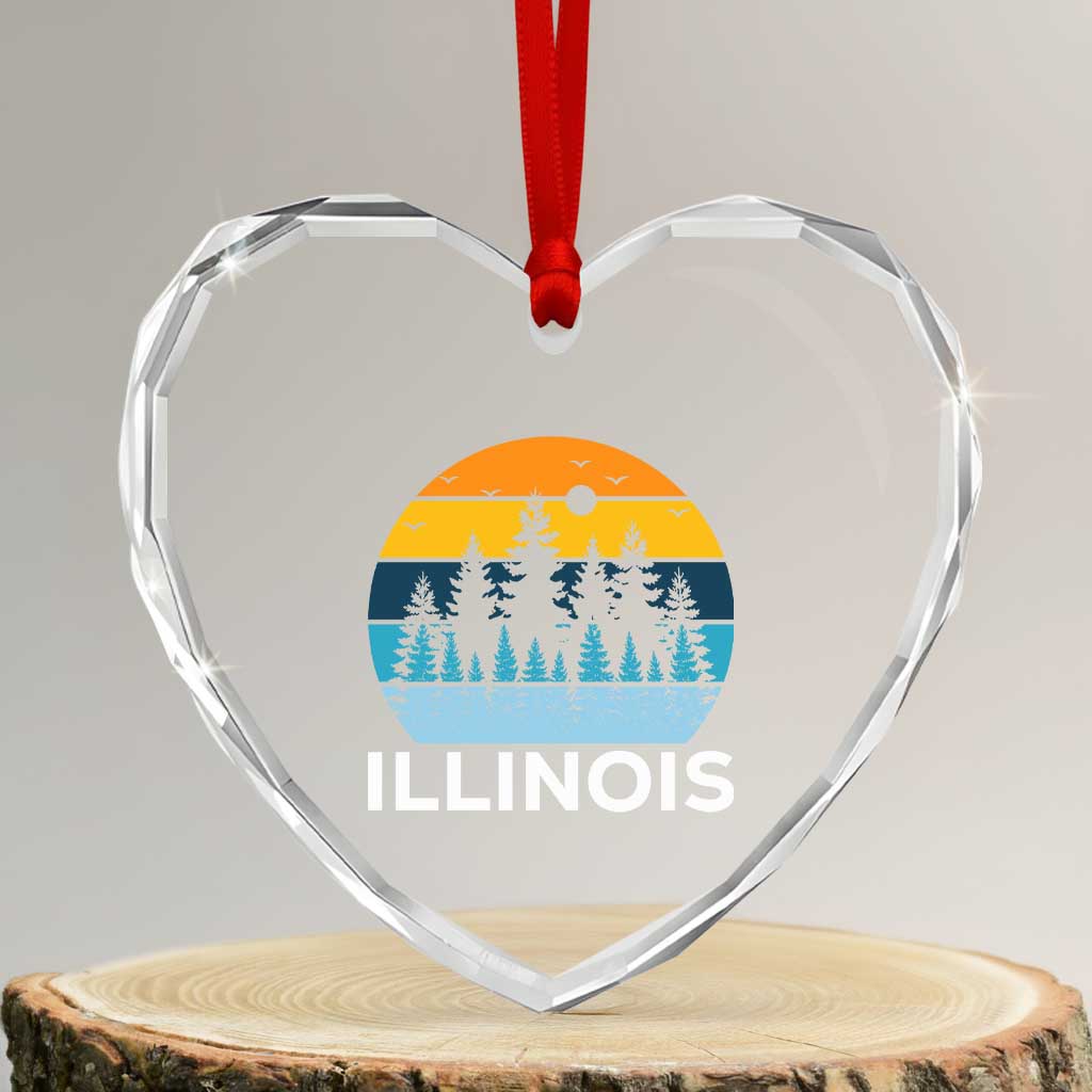 Vintage Illinois Mountain Forest Heart Crystal Glass Ornament Nature Adventure Gift TS12 Transparent Glass 3'' Heart Print Your Wear