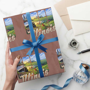 Vintage Illinois State Route Highway 66 Wrapping Paper Roll Southwest Souvenir TS12 Mocha Print Your Wear