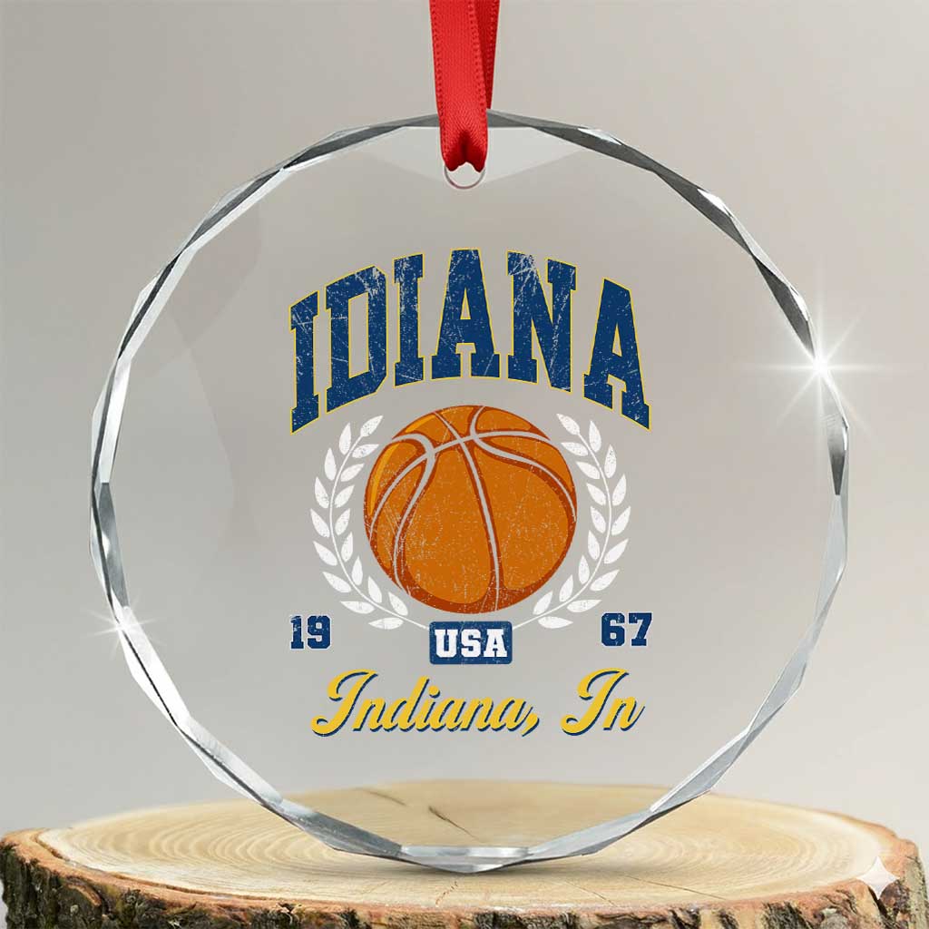 Vintage Indiana Basketball Graphic Crystal Glass Ornament Retro 1967 Sports Indianapolis IN Fan TS02 Transparent Glass 3'' Circle Print Your Wear