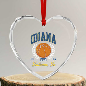 Vintage Indiana Basketball Graphic Heart Crystal Glass Ornament Retro 1967 Sports Indianapolis IN Fan TS02 Transparent Glass 3'' Heart Print Your Wear