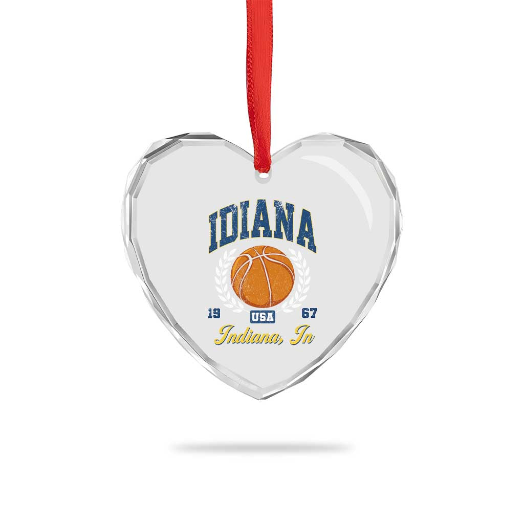 Vintage Indiana Basketball Graphic Heart Crystal Glass Ornament Retro 1967 Sports Indianapolis IN Fan TS02 Print Your Wear