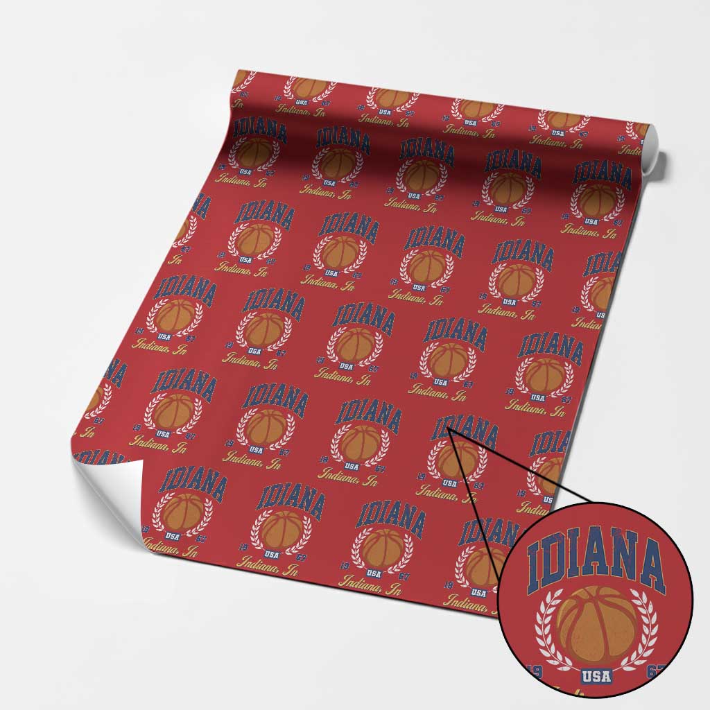 Vintage Indiana Basketball Graphic Wrapping Paper Roll Retro 1967 Sports Indianapolis IN Fan TS02 Red Print Your Wear