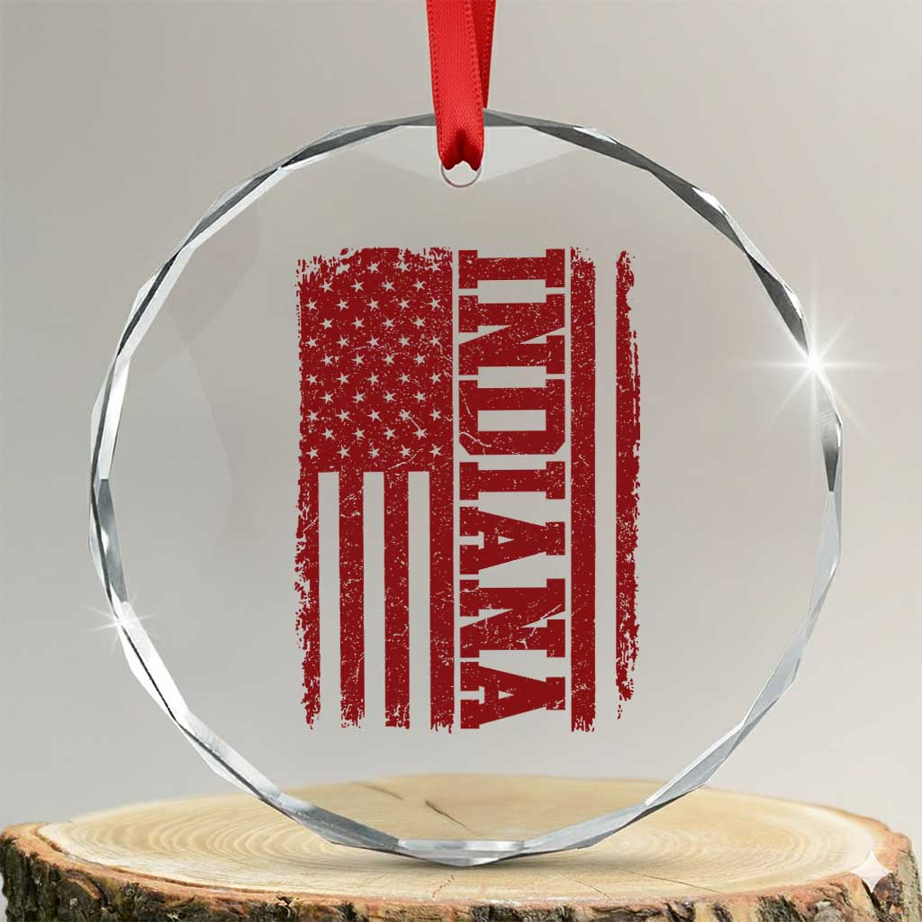 Vintage Indiana Crystal Glass Ornament Classic Retro City USA Flag Game Day TS10 Transparent Glass 3'' Circle Print Your Wear
