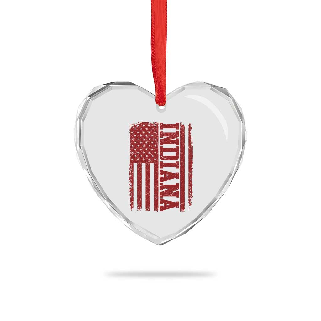 Vintage Indiana Heart Crystal Glass Ornament Classic Retro City USA Flag Game Day TS10 Print Your Wear