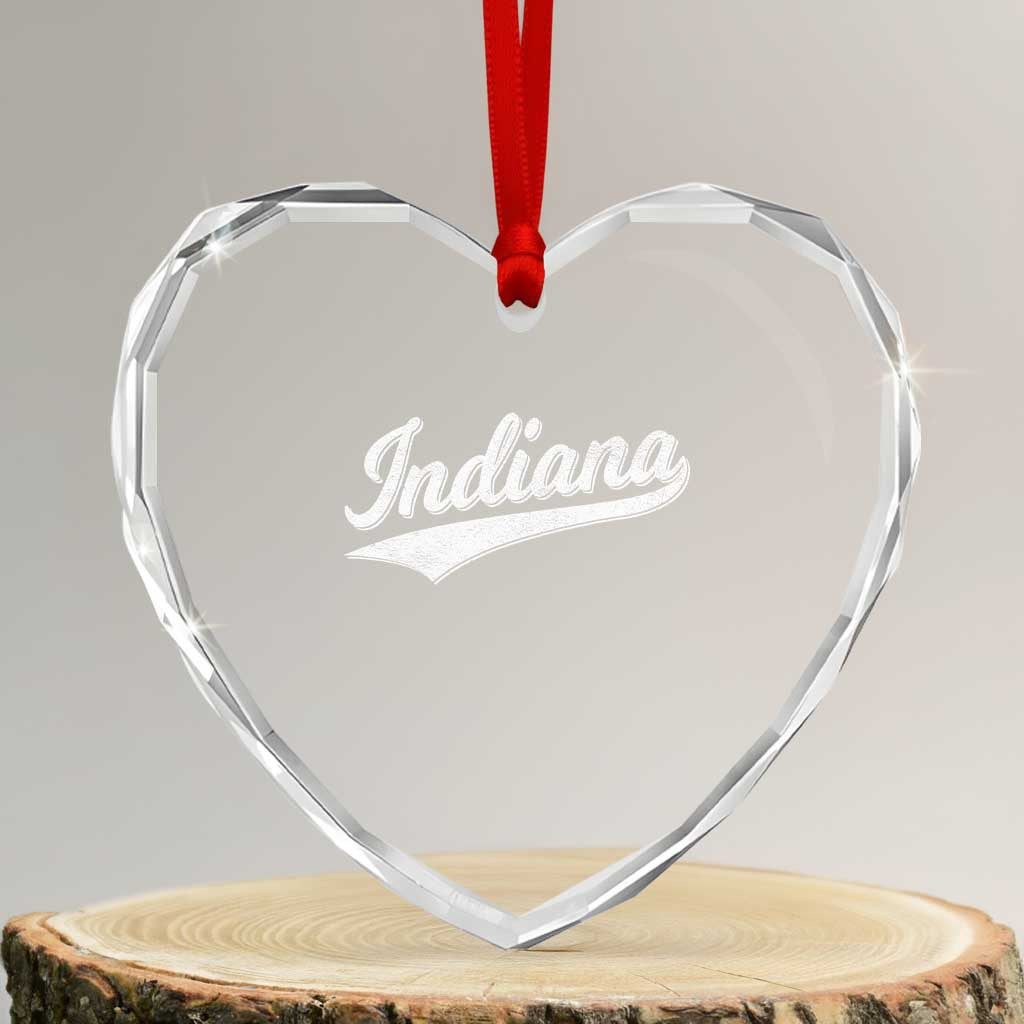 Vintage Indiana Retro Throwback Distressed Heart Crystal Glass Ornament Retro Classic IN State Pride TS02 Transparent Glass 3'' Heart Print Your Wear