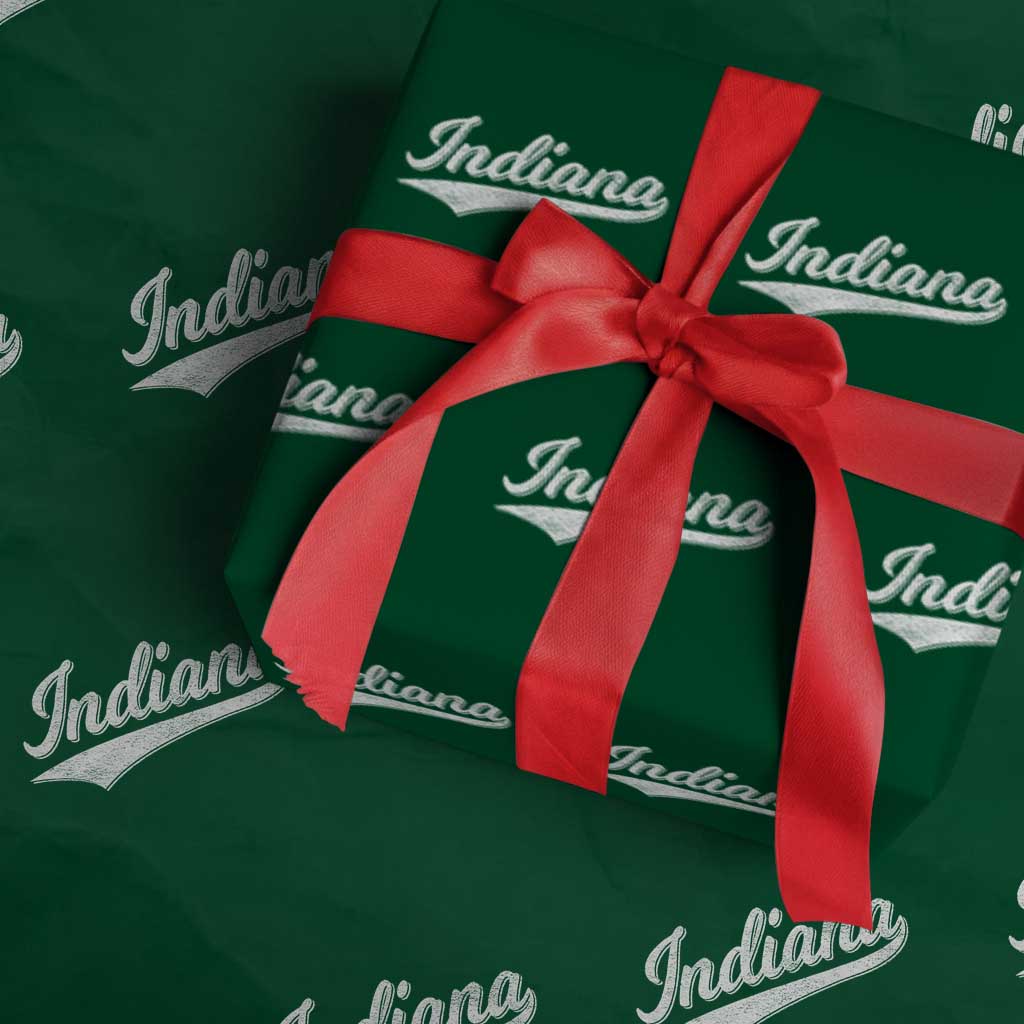Vintage Indiana Retro Throwback Distressed Wrapping Paper Roll Retro Classic IN State Pride TS02 Green Print Your Wear