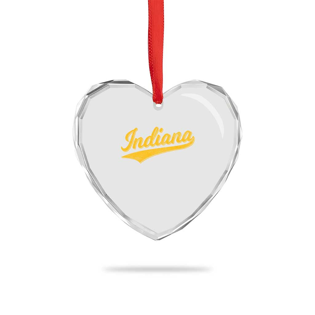 Vintage Indiana Retro Yellow Throwback Distressed Heart Crystal Glass Ornament Retro Classic IN State Pride TS02 Print Your Wear
