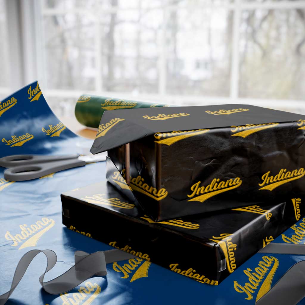 Vintage Indiana Retro Yellow Throwback Distressed Wrapping Paper Roll Retro Classic IN State Pride TS02 Black Print Your Wear
