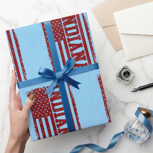 Vintage Indiana Wrapping Paper Roll Classic Retro City USA Flag Game Day TS10 Light Blue Print Your Wear