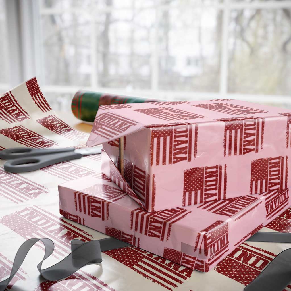 Vintage Indiana Wrapping Paper Roll Classic Retro City USA Flag Game Day TS10 Light Pink Print Your Wear