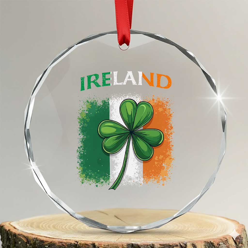 Vintage Ireland Shamrock Irish Flag St Patricks Day Crystal Glass Ornament TS14 Transparent Glass 3'' Circle Print Your Wear