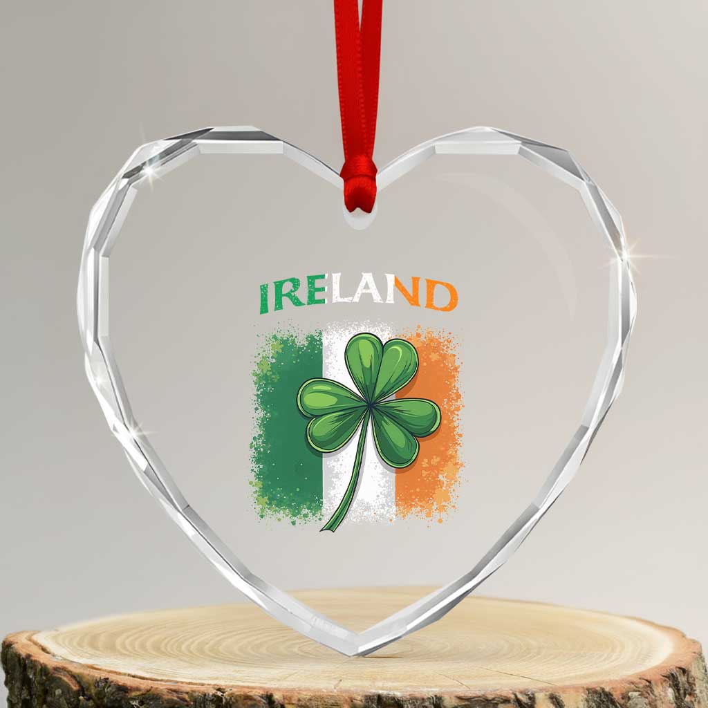 Vintage Ireland Shamrock Irish Flag St Patricks Day Heart Crystal Glass Ornament TS14 Transparent Glass 3'' Heart Print Your Wear