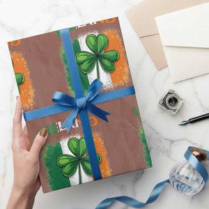 Vintage Ireland Shamrock Irish Flag St Patricks Day Wrapping Paper Roll TS14 Mocha Print Your Wear