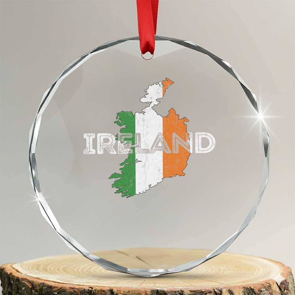 Vintage Irish Map Ireland Pride Souvenir Crystal Glass Ornament TS11 Transparent Glass 3'' Circle Print Your Wear