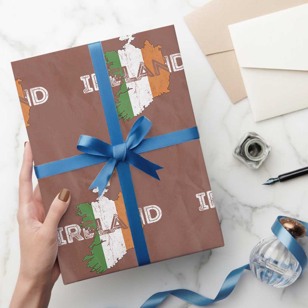 Vintage Irish Map Ireland Pride Souvenir Wrapping Paper Roll TS11 Mocha Print Your Wear