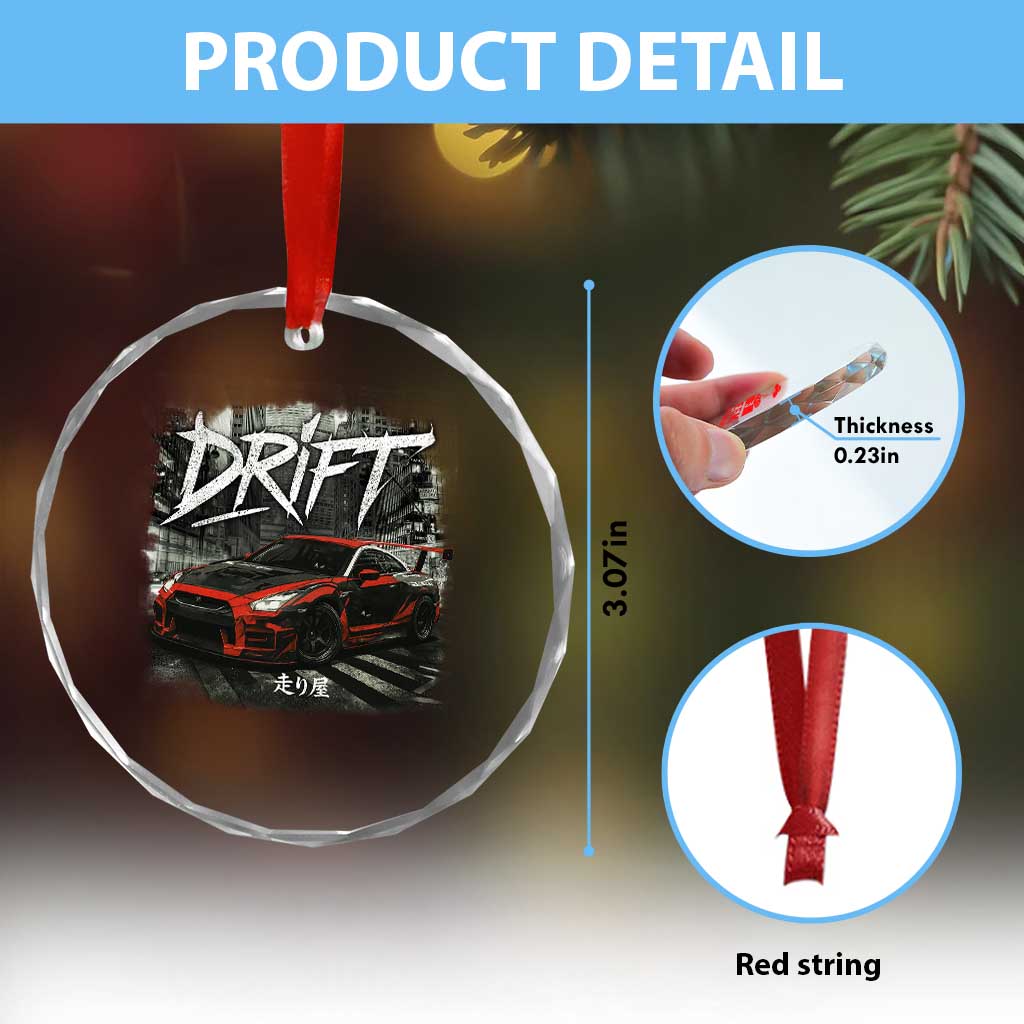Vintage Japanese Drift Race Car Crystal Glass Ornament Retro Vintage JDM Tokyo Japan Drifting TS10 Print Your Wear