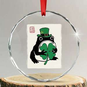 Vintage Japanese Grumpy Frog Crystal Glass Ornament Lucky St Paddys Day TS12 Transparent Glass 3'' Circle Print Your Wear
