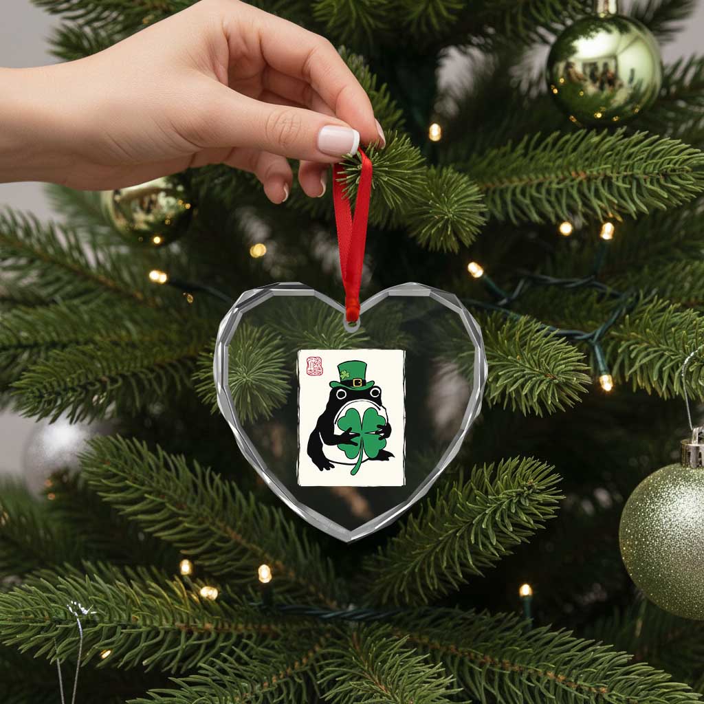 Vintage Japanese Grumpy Frog Heart Crystal Glass Ornament Lucky St Paddys Day TS12 Print Your Wear