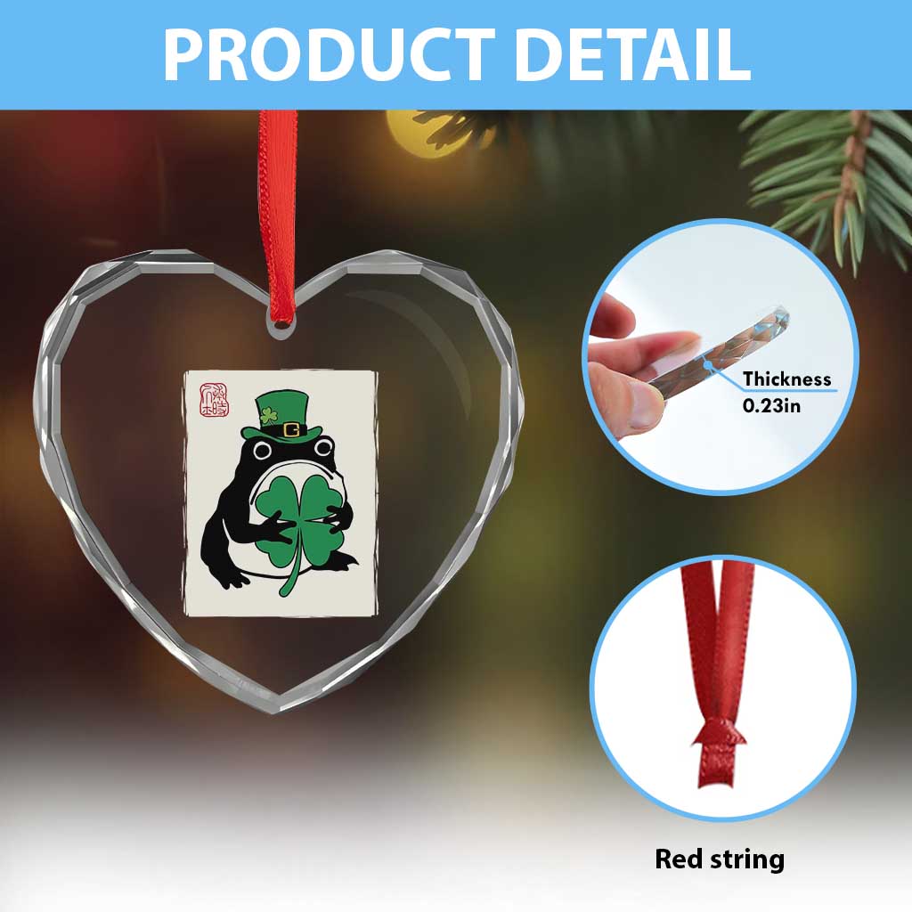 Vintage Japanese Grumpy Frog Heart Crystal Glass Ornament Lucky St Paddys Day TS12 Print Your Wear