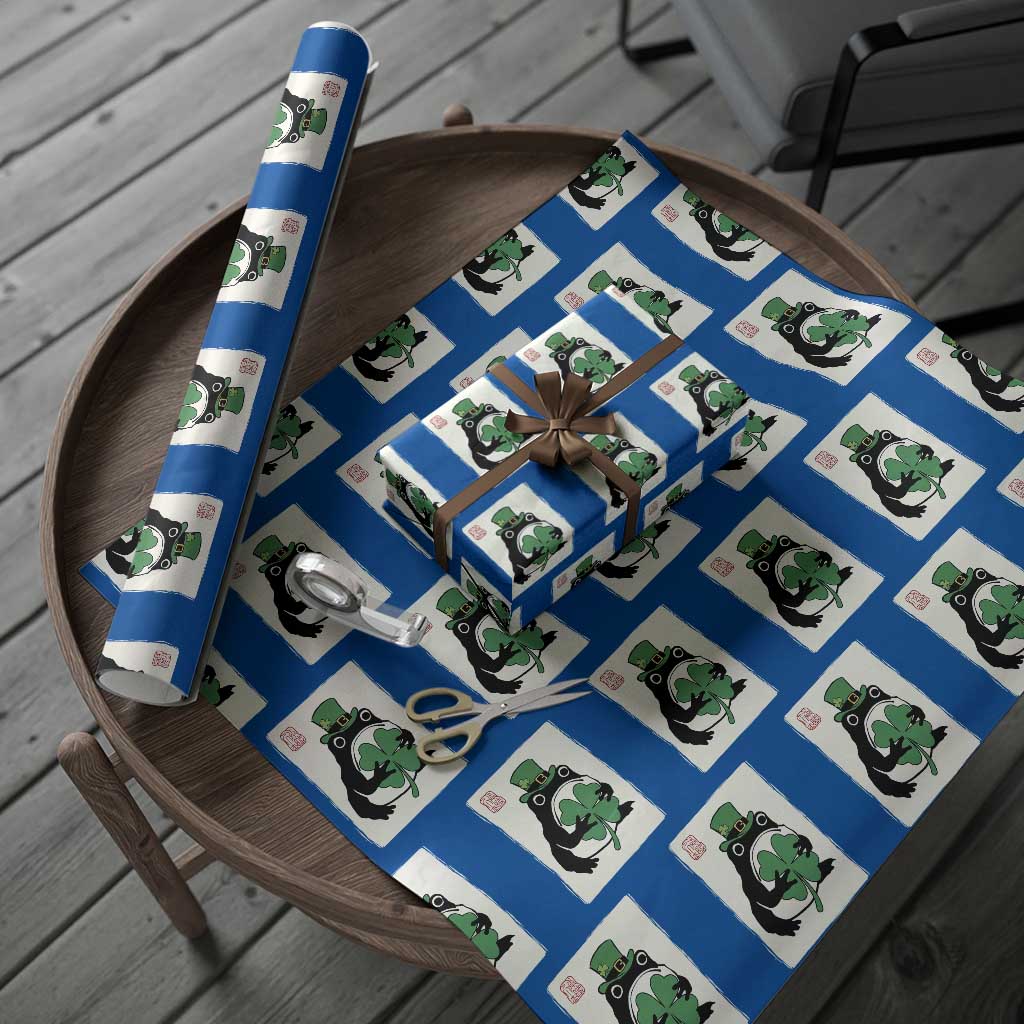 Vintage Japanese Grumpy Frog Wrapping Paper Roll Lucky St Paddys Day TS12 Blue Print Your Wear