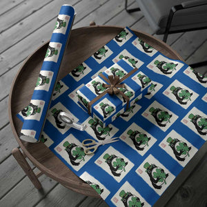 Vintage Japanese Grumpy Frog Wrapping Paper Roll Lucky St Paddys Day TS12 Blue Print Your Wear