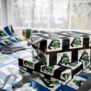 Vintage Japanese Grumpy Frog Wrapping Paper Roll Lucky St Paddys Day TS12 Black Print Your Wear