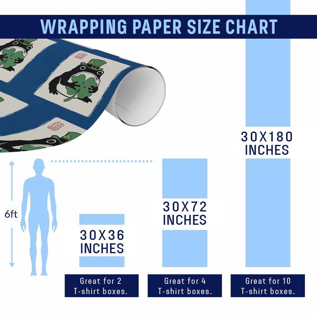 Vintage Japanese Grumpy Frog Wrapping Paper Roll Lucky St Paddys Day TS12 Print Your Wear