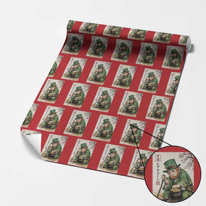 Vintage Japanese Leprechaun St Patricks Day Shamrock Ukiyo e Art Wrapping Paper Roll TS11 Red Print Your Wear