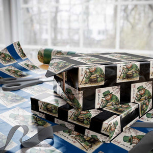Vintage Japanese Leprechaun St Patricks Day Shamrock Ukiyo e Art Wrapping Paper Roll TS11 Black Print Your Wear