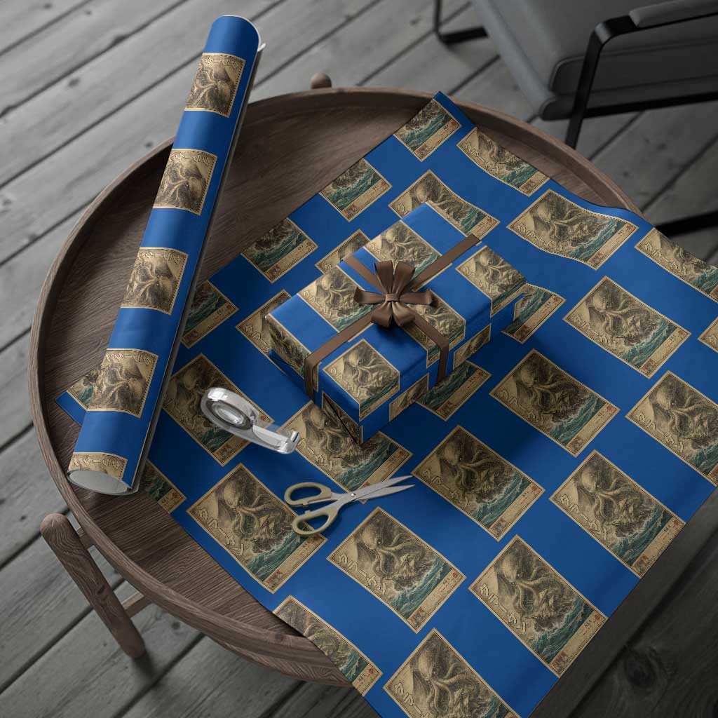 Vintage Japanese Sea Monster Wrapping Paper Roll Retro Mythology Newspaper Ukiyo-e Art TS10 Blue Print Your Wear