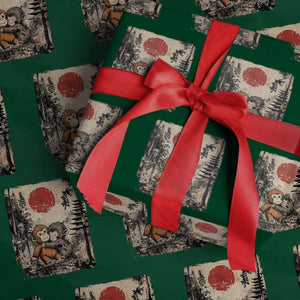 Vintage Japanese Ukiyoe Punch Baby Monkey Wrapping Paper Roll Kawaii Animal Gift TS12 Green Print Your Wear