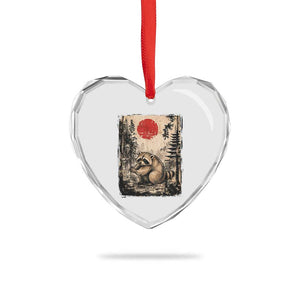 Vintage Japanese Ukiyoe Raccoon Heart Crystal Glass Ornament Seattle Short Spine Trash Panda