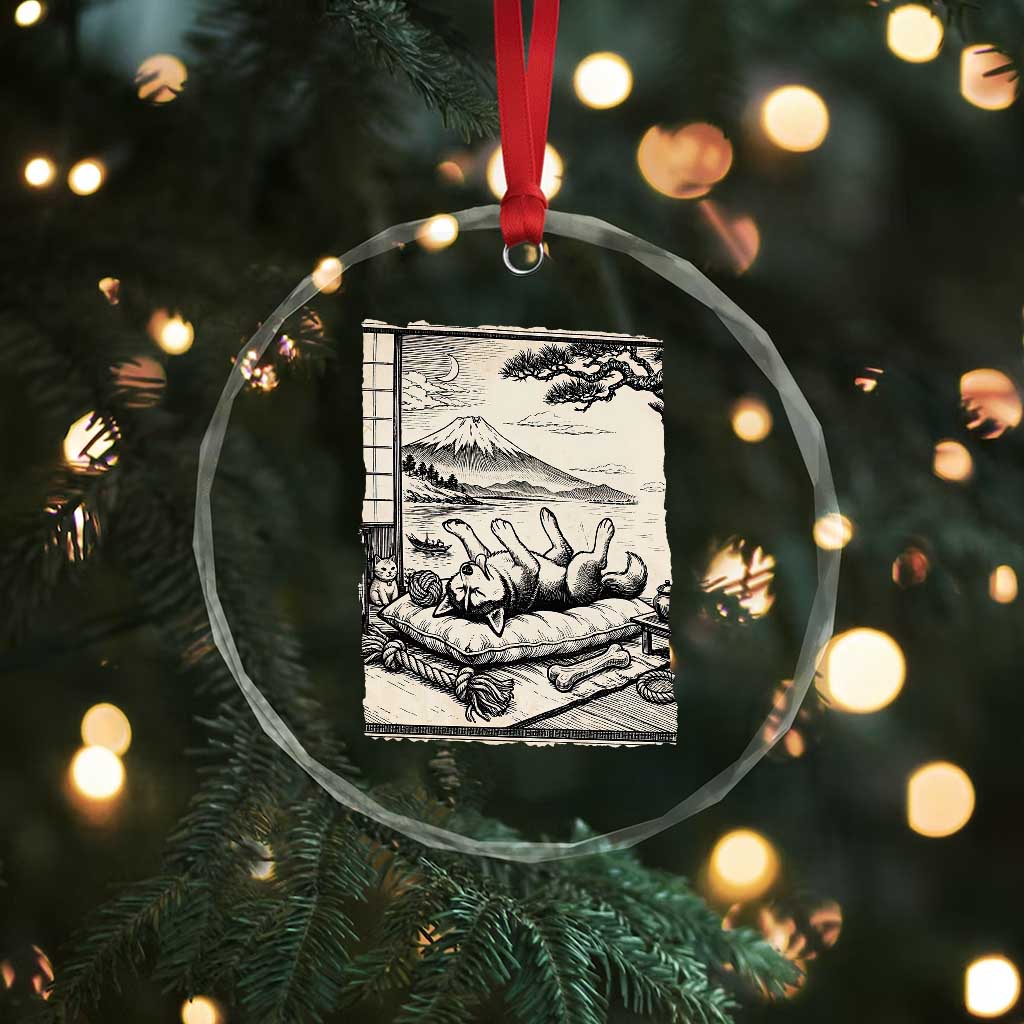 Vintage Japanese Ukiyoe Siberian Husky Crystal Glass Ornament Cute Sleeping Animal Gift TS12 Print Your Wear