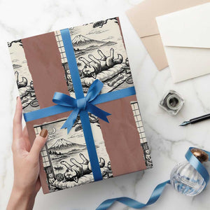Vintage Japanese Ukiyoe Siberian Husky Wrapping Paper Roll Cute Sleeping Animal Gift TS12 Mocha Print Your Wear