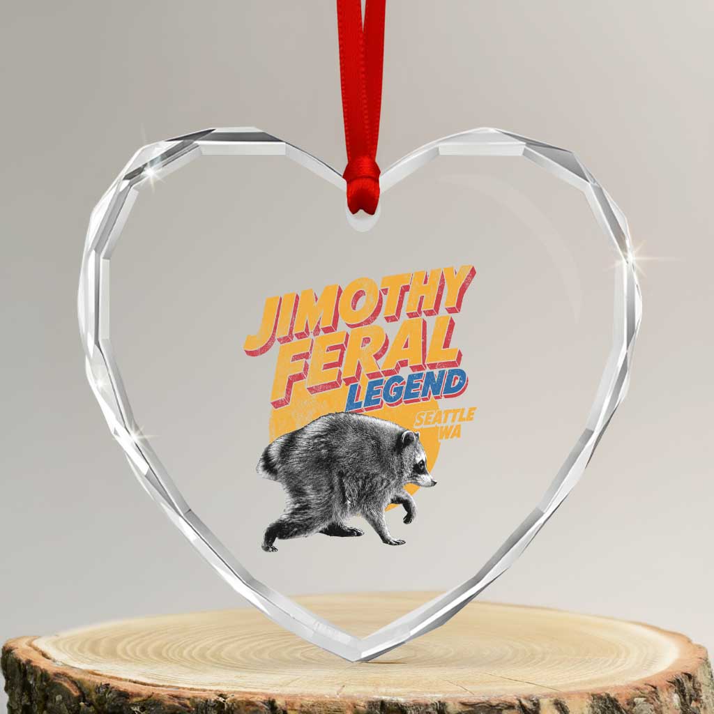 Vintage Jimothy Raccoon Heart Crystal Glass Ornament Feral Legend Seattle WA Trash Panda Meme TS10 Transparent Glass 3'' Heart Print Your Wear