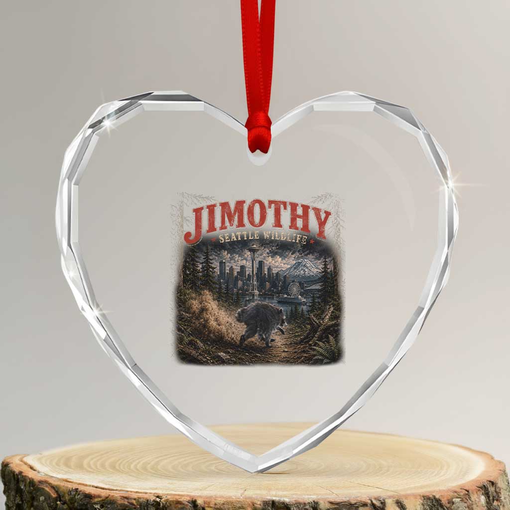 Vintage Jimothy Seattle Wildlife Raccoon Meme Heart Crystal Glass Ornament TS10 Transparent Glass 3'' Heart Print Your Wear