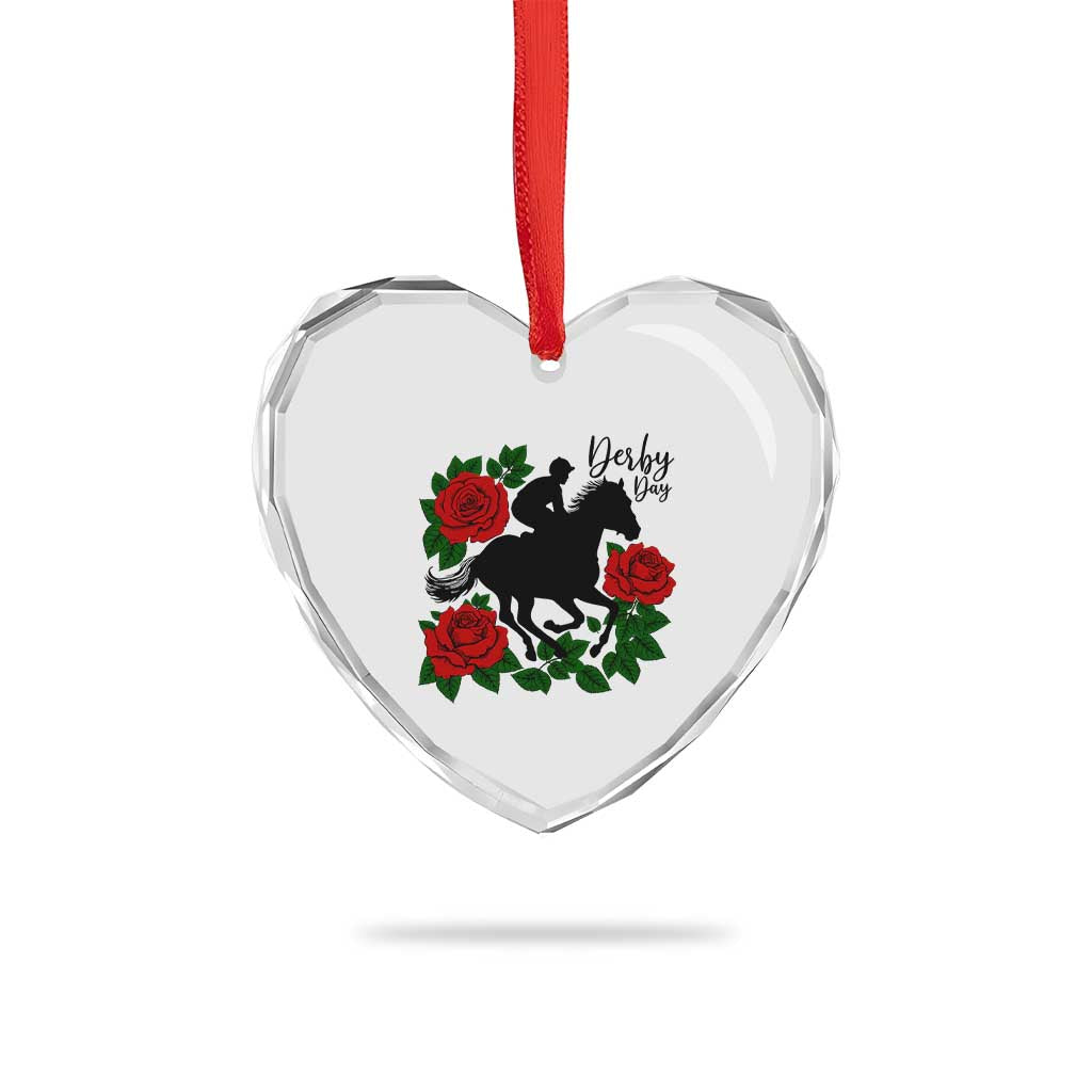 Vintage Jockey and Roses Horse Racing Graphic Heart Crystal Glass Ornament Classic Derby Day Fan TS02 Print Your Wear