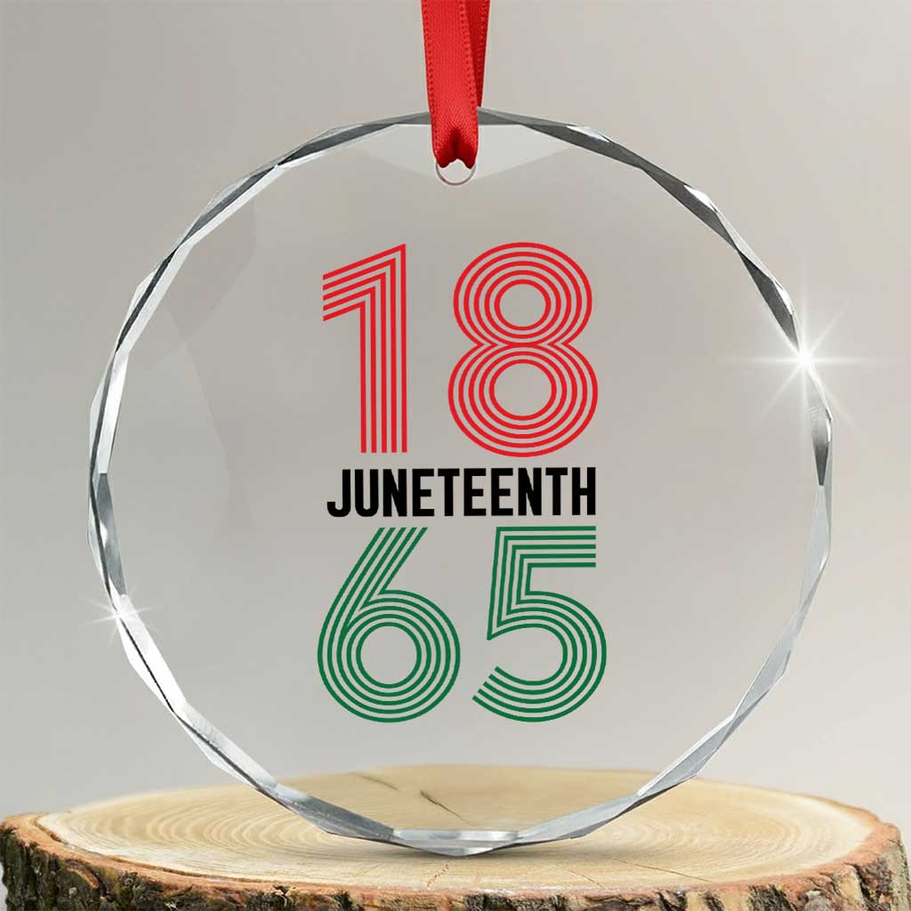Vintage Juneteenth 1865 Crystal Glass Ornament Retro Striped Number Graphic TS12 Transparent Glass 3'' Circle Print Your Wear