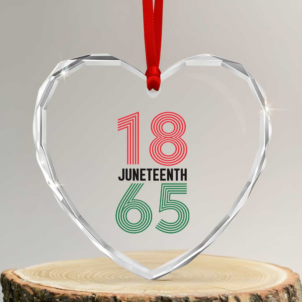 Vintage Juneteenth 1865 Heart Crystal Glass Ornament Retro Striped Number Graphic TS12 Transparent Glass 3'' Heart Print Your Wear