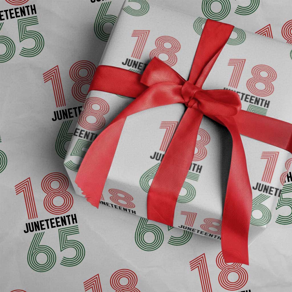 Vintage Juneteenth 1865 Wrapping Paper Roll Retro Striped Number Graphic