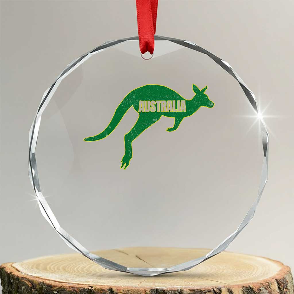 Vintage Kangaroo Australia Crystal Glass Ornament Patriotic Country Pride Graphic Aussie Roo Kangaroo TS10 Transparent Glass 3'' Circle Print Your Wear