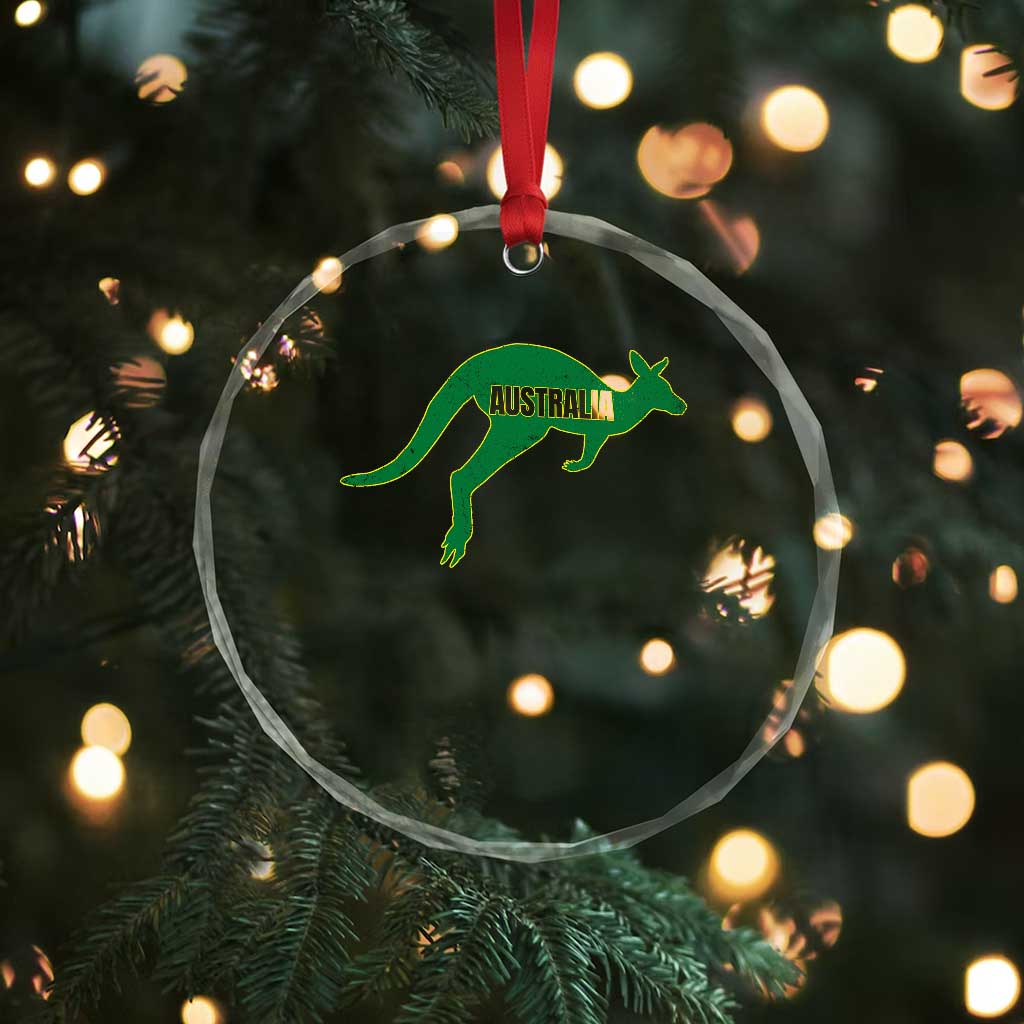 Vintage Kangaroo Australia Crystal Glass Ornament Patriotic Country Pride Graphic Aussie Roo Kangaroo
