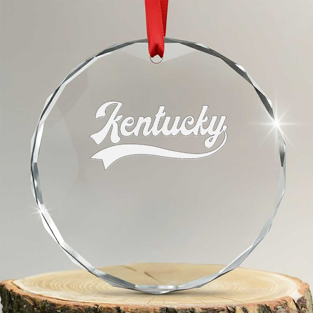 Vintage Kentucky Crystal Glass Ornament Varsity Script Retro Sports Jersey Style TS10 Transparent Glass 3'' Circle Print Your Wear