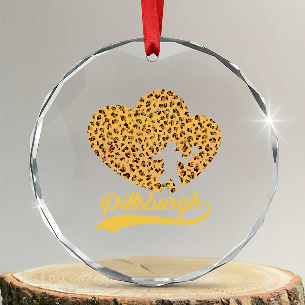 Vintage Leopard Heart Pittsburgh Pride Crystal Glass Ornament Football Lover Gift TS12 Transparent Glass 3'' Circle Print Your Wear