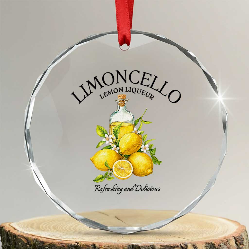 Vintage Limoncello Lemon Liqueur Crystal Glass Ornament Italian Summer Letter Fruit Printed Graphic TS10 Transparent Glass 3'' Circle Print Your Wear
